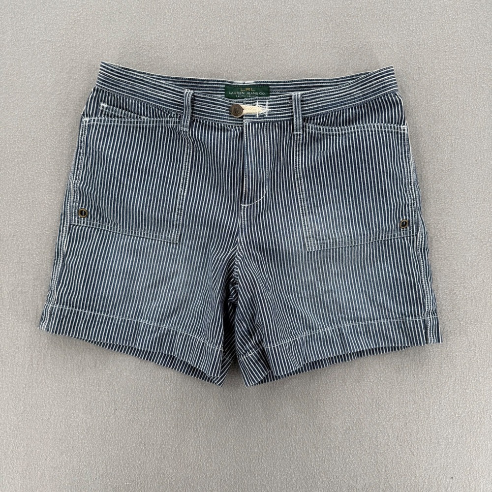 Lauren Jeans‎ Co Ralph Lauren Hickory Stripe Denim Shorts Women 10